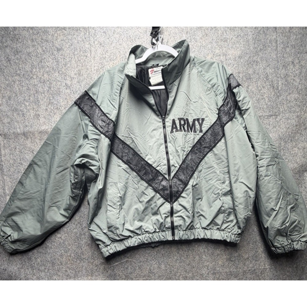 Skilcraft US Army Jacket Mens Large Short Gray Green Nylon Full Zip Vented JWOD